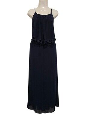 Xhilaration - Blue Spaghetti-Strap Maxi Dress with Tassel Trim